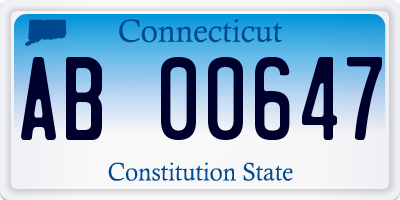 CT license plate AB00647