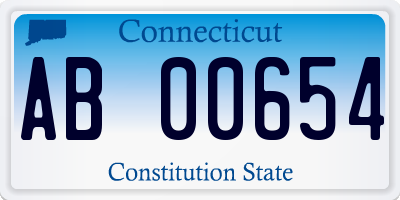 CT license plate AB00654