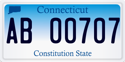 CT license plate AB00707