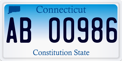 CT license plate AB00986