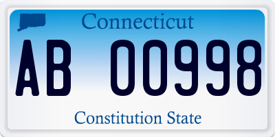 CT license plate AB00998