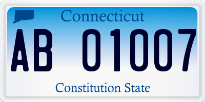 CT license plate AB01007