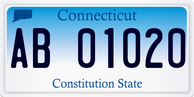 CT license plate AB01020