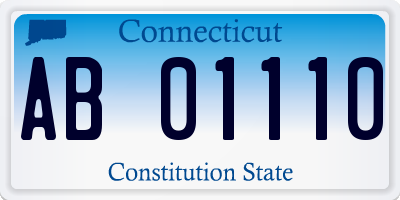 CT license plate AB01110