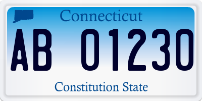 CT license plate AB01230