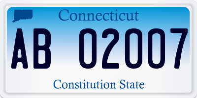 CT license plate AB02007