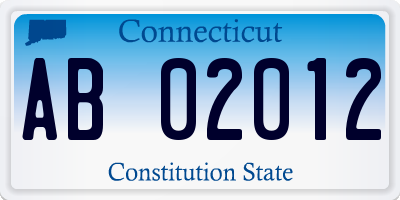 CT license plate AB02012