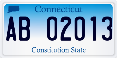 CT license plate AB02013