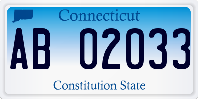 CT license plate AB02033