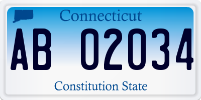 CT license plate AB02034