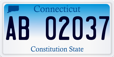 CT license plate AB02037