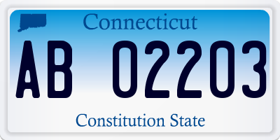 CT license plate AB02203