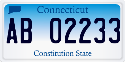 CT license plate AB02233