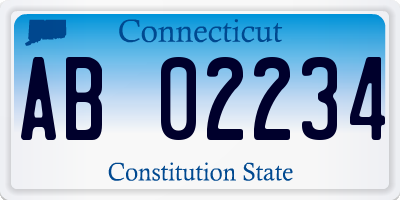 CT license plate AB02234