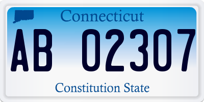 CT license plate AB02307