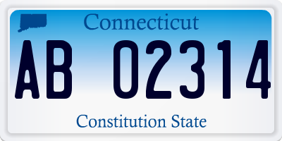 CT license plate AB02314