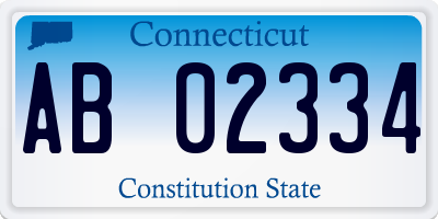 CT license plate AB02334