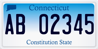 CT license plate AB02345