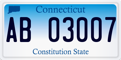 CT license plate AB03007