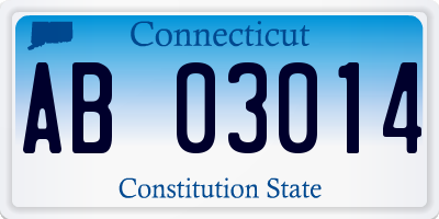 CT license plate AB03014