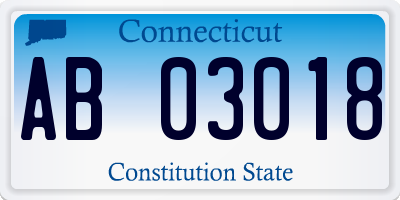 CT license plate AB03018