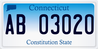 CT license plate AB03020