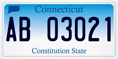 CT license plate AB03021