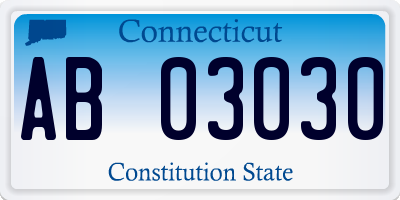 CT license plate AB03030