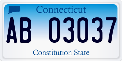 CT license plate AB03037