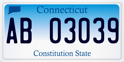 CT license plate AB03039