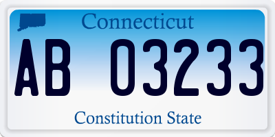 CT license plate AB03233