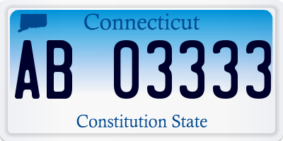 CT license plate AB03333