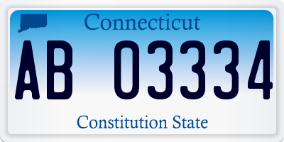 CT license plate AB03334