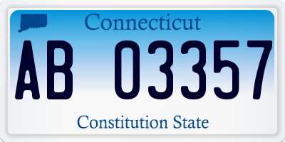 CT license plate AB03357