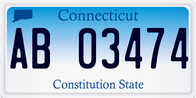 CT license plate AB03474