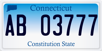 CT license plate AB03777