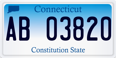 CT license plate AB03820