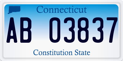 CT license plate AB03837