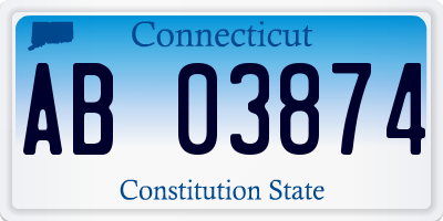 CT license plate AB03874