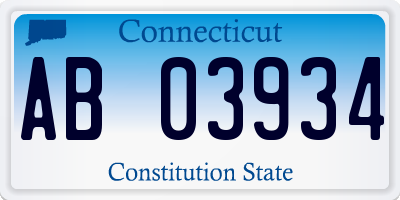 CT license plate AB03934