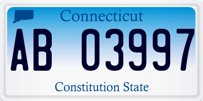 CT license plate AB03997