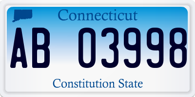 CT license plate AB03998