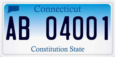 CT license plate AB04001