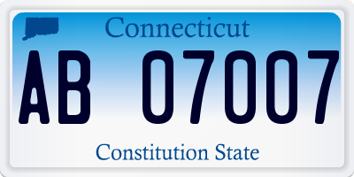 CT license plate AB07007