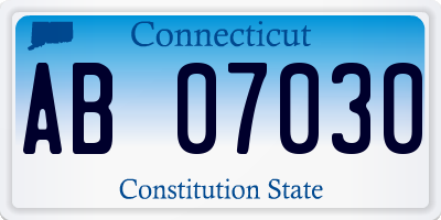 CT license plate AB07030