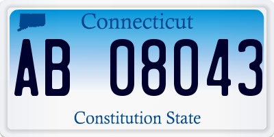 CT license plate AB08043