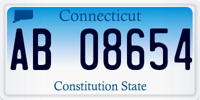 CT license plate AB08654