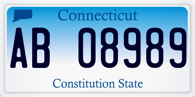 CT license plate AB08989