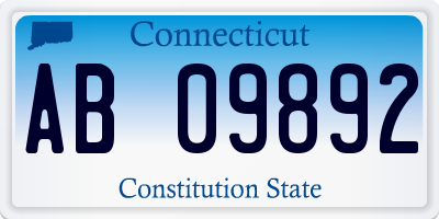 CT license plate AB09892