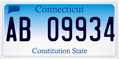 CT license plate AB09934